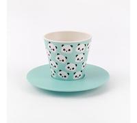 IDRINK®- Set tazzina, piattino e cucchiaino in RPET | Ottimo e simpatico regalo rispettoso del'ecologia| (PANDA)