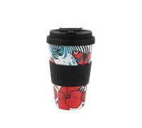IDRINK®- Tazza in RPET per caffé con tappo in silicone apribile, facile da portare 435 ml, Mug takeaway plastica riciclata 8.7 x 8.7 x 15 cm ergonomica 435 ml (BUTTERFLY)