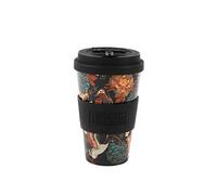 IDRINK®- Tazza in RPET per caffé con tappo in silicone apribile, facile da portare 435 ml, Mug takeaway plastica riciclata 8.7 x 8.7 x 15 cm ergonomica 435 ml (NATURE)