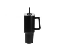 IDRINK Travel Mug Termica Nera con Manico, 1200 ml, Tazza da Viaggio Isolata con Cannuccia