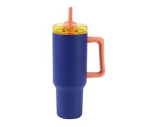 IDRINK - Tumbler borraccia termica da viaggio, 1,2 Lt con manico e cannuccia (Blu)