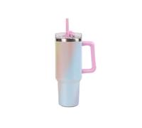 IDRINK - Tumbler borraccia termica da viaggio, 1,2 Lt con manico e cannuccia (Macaron)