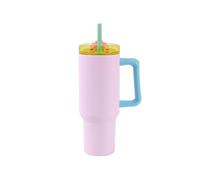 IDRINK - Tumbler borraccia termica da viaggio, 1,2 Lt con manico e cannuccia (Rosa)