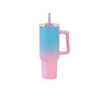 IDRINK - Tumbler borraccia termica da viaggio, 1,2 Lt con manico e cannuccia (Rosa/Blu)
