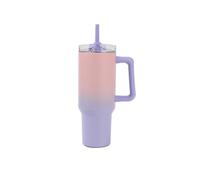 IDRINK - Tumbler borraccia termica da viaggio, 1,2 Lt con manico e cannuccia (Rosa/Lilla)