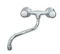 Idro Bric Rubinetto lavello doppio comando parete SCUDETTO Cromo lucido 03078