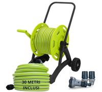 Idroeasy, Kit Carrello Avvolgitubo da Giardino con Tubo Acqua Giardino 30 Metri