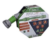 Idroeasy Magic Soft, il Tubo Estensibile da Giardino che si estende fino a 2,5 Volte la sua Lunghezza iniziale Made in Italy (7.5), verde