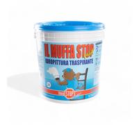 Idropittura traspirante antimuffa bianca per interni cucine bagni cantine 7-9 mq per litro applicazione rullo pennello spruzzo