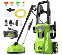 Idropulitrice 120 bar, 5 Modalità Idropulitrice Portatile, 1800 W Idropulitric.e Professionale, 14 Accessori Lancia Idropulitrici per Esterni, Pavimenti da Giardino, Facciate, Casa, Auto, Washer