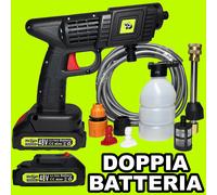 IDROPULITRICE 2 BATTERIA 48V PISTOLA ALTA PRESSIONE ACCESSORI LAVAGGIO AUTO MOTO