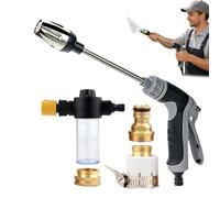 Idropulitrice A 360°, Set Di Lance Per Idropulitrice In Acciaio Inossidabile Resistente, Ugello Spruzzatore Girevole Con 3 Modalità, (con Serbatoio Per Schiuma + Connettore Metallico A 3 Vie)