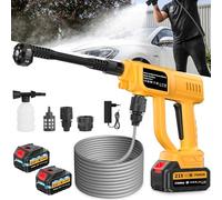 Idropulitrice a Batteria, 21V 120Bar Idropulitrice Mobile, Idropulitrice a Batteria con 2 Batterie&Ugello 6-in-1&Tubo da 5M, Idropulitrice Senza Fili Portatile per Auto/Terrazza/Finestre