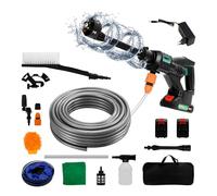 Idropulitrice a Batteria, 21V Max 1000PSI Idropulitrice Portatile Senza Fili con 2 Batterie, Ugello 6 in 1, Tubo da 5M, Idropulitrice ad Alta Pressione per auto, casa, prato, giardino, recinzione