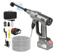 Idropulitrice a Batteria, 21V Max 200 Bar Idropulitrice Portatile con Batterià da 3,0Ah, Press & Clean Pistola Lavaggio con Display LCD di Potenza e 3 Velocità (Argento con 1 Batteria)