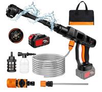 Idropulitrice a batteria,45bar 652PSI Idropulitrice Elettrica portatile, con Ugelli 6 in 1, 5m Tubo, 3000mAh Batterie e Caricabatteria per Lavaggio, Auto, Giardino, Terrazza, Prato e Annaffiare Fiori