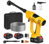 Idropulitrice a Batteria, 65 Bar Idropulitrice Portatile con 2 x 3.0 Ah Batterie, Ugelli 6 in 1, 10 Livelli di Regolazione Della Pressione, Schermo LCD, Idropulitrice Senza Fili per Auto, Giardino