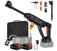 Idropulitrice a Batteria 70 Bar, Idropulitrice Portatile con Motore Brushless, Ugello 6 in 1 e 3 Velocità, 2 Batterie 21V 3.0Ah, Tubo 5m, Serbatoio Schiuma (400ML) per Auto e Terrazzo