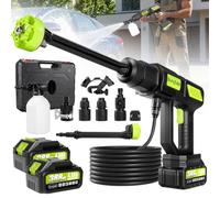 Idropulitrice a batteria compatibile con batteria Makita, 270 l/h, pulitore a pressione portatile a batteria con 2 batterie da 4 Ah, con valvola di spegnimento, 6 in 1 e ugello e tubo da 5 m, per la