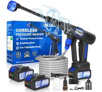 Idropulitrice a Batteria, Idropulitrice Portatile con 6 In 1 Ugello, Idropulitrice Batteria con Controllo della Pressione Infinitamente Regolabile Per Pulizie Esterni Giardino Auto