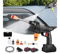 Idropulitrice a Batteria, Max 60 Bar Idropulitrice Portatile con 2 Batteria, Idropulitrice ad alta pressione a batteria per Auto, Finestre, Prati, Giardini, Animali Domestici (Nero)