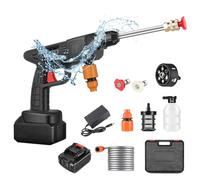 Idropulitrice a Batteria, Max 90 Bar Idropulitrice Portatile con Ugello Multispruzzo 6 in 1, Tubo da 5M, Lancia di Prolunga, Strumento per La Pulizia Dell'auto da Esterno