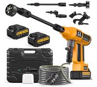 Idropulitrice a Batteria Portatile 200 Bar, Pulitore ad Alta Pressione Senza Fili con 2 Batterie 4.0Ah, 5m Tubo & Spruzzatore di Schiuma, Schermo LED Touch 4 Livelli Regolabili, per Auto Giardino