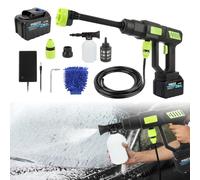 Idropulitrice a Batteria Portatile 980PSI,Pistola Idropulitrice Senza Fili con Ugello 6-in-1 Regolabile,Mini Idropulitrice Professionale 18000mAh per Auto, Condizionatori e Casa