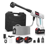 Idropulitrice a Batteria Portatile con 2 Batterie,Idropulitrice Senza Fili con Ugello 6 in 1,Tubo da 5M - Portatile Senza Fili per Auto, Giardino, Pavimenti e Esterni