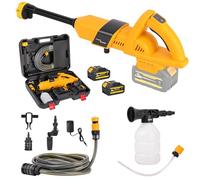 Idropulitrice a Batteria Portatile, Idropulitrice Alta Pressione con 2 Batterie 4000mAh, Ugello 6 in 1, 3 Livelli di Pressione, Getto Fino a 11m, Idropulitrice per Auto, Giardino, Terrazza, Esterni