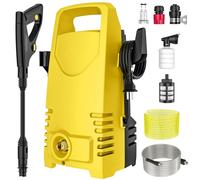 Idropulitrice ad Alta Pressione, 1000W, Pressione max 50 Bar, Portata 5.0 L/Min, 0-160° Ugello Rotante, Filtro Acqua, Tubo di Uscita da 10 m + Tubo di Ingresso da 2 m, Flacone Spray Schiumogeno