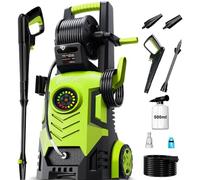Idropulitrice ad alta pressione da 150 bar, touch screen a 8 livelli, 3 modalità, 250-420 l/h, 60 m²/h, con avvolgitubo, pistola per schiuma da 500 ml, fresa per sporco, tubo da 7 m