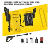 Idropulitrice elettrica ad alta pressione Power Jet Wash Patio Car 5Lmin Idropulitrice Potente strumento di pulizia con 1-180 ° Ugello regolabile