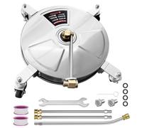 Idropulitrice per Superfici Diametro, 15" Acciaio Inox Idropulitore con 4 Ruote, 3 Aste di Prolunga, Idropulitore per Pavimenti Superficie Giardino