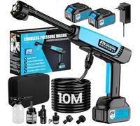 Idropulitrice Portatile a Batteria,Idropulitrice a Batteria 21V 80 bar,2x 4000mAh Ricaricabile Ugello 6 in 1 Tubo da 10M,Senza Fili Potente Pulivapor Portatile,Per Giardino Auto e Pulizie Esterne Casa