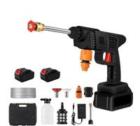 Idropulitrice Portatile, Idropulitrice a Batteria con 2 batterie 16680VF e Scatola di Immagazzinaggio, 0-8 metri di distanza di spruzzo d'acqua, per Auto, Terrazza, Giardino, Pulizia di Tappeti