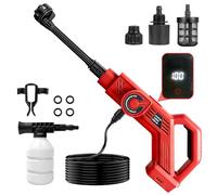 Idropulitrice Portatile Senza Fili compatibile con Makita 18 v batterie, Idropulitrici 80 BAR, portatile a mano con ugello 6-in-1 Per Pulizie Esterni Giardino Auto(Batteria non Inclusi) (MWQ Rosso)