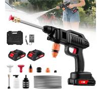 Idropulitrice portatile senza fili, idropulitrice a batteria da 21 V, 1200 psi, con ugello 6 in 1, 3 livelli di potenza, tubo da 5 m, 2 batterie, per casa, auto, cortile, animali domestici