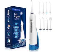 Idropulsore Dentale Portatile con 8 Ugelli Hangsun Irrigatore Dentale, 3 Modalità e Capacità 300ML, USB Ricaricabile per Ortodontico, Famiglia