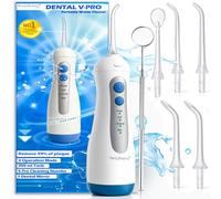 Idropulsore Dentale Portatile DENTAL V-PRO da 300ml |Water flosser Potente,Ricaricabile e Impermeabile| Irrigatore Orale per pulizia denti |Rimuovi tartaro denti e sporco da casa |5 ugelli +1 specchio