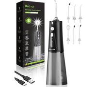 Idropulsore Dentale Portatile:Irrigatore Orale con 5 Modalità, Serbatoio d'acqua da 300 ml, Pulitore Elettrico Impermeabile IPX7, Filo Interdentale con 6 Punte per la Pulizia di Gengive e Denti