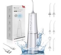 Idropulsore Dentale Portatile:Irrigatore Orale con 5 Modalità, Serbatoio d'acqua da 300 ml, Pulitore Elettrico Impermeabile IPX7, Filo Interdentale con 6 Punte per la Pulizia di Gengive e Denti