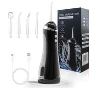 Idropulsore Dentale Portatile Ricaricabile, Irrigatore Orale, 3 Modalità Pulizia con 4 Ugelli, 200ml Serbatoio, IPX7 Impermeabile, Water Flosser per pulizia Denti Sensibili Ortodonzia Viaggio