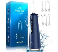 Idropulsore Dentale Portatile, Water Flosser Irrigatore Dentale Professionale con 4 Modalità & 8 Livelli Regolabili 7 Ugelli e Serbatoio da 300ML Idrogetto Orale per Pulizia Denti (Blu)