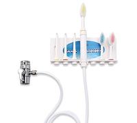 Idropulsore Dentale Professionale Irrigatore orale non elettrico，Si Collega al Rubinetto Include 3 ugelli e 3 spazzolini da denti facili da installare e rimuovere (Bianco)