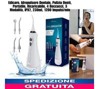 Idropulsore Dentale,Pulizia Denti,Portatile,Ricaricabile,4 Beccucci,3 Modalità