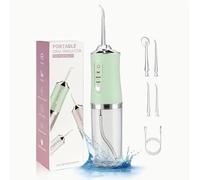Idropulsore elettrico senza fili per denti, ricaricabile, idropulsore e irrigatore orale, portatile, ideale per viaggi e apparecchi dentali, colore: verde