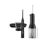 Irrigatore orale senza filo Philips Sonicare Power Flosser 3000 e spazzolino elettrico DiamondClean 9000 - Pulizia di denti e gengive e rimozione della placca, colore nero (modello HX3886/43)