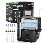 Idropulsore professionale e spazzolino elettrico, 600 ml, per uso domestico, per 10 pressione dell'acqua regolabile, 2 modalità di pulizia, 1+1 spazzolatura e filo interdentale per un'igiene orale