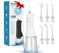 Idropulsore, ricaricabile, 300 ml, IPX7, impermeabile, senza fili, portatile, con 4 modalità e 6 punte sostituibili, detergente professionale per uso domestico quotidiano, viaggi, gengive e bretelle